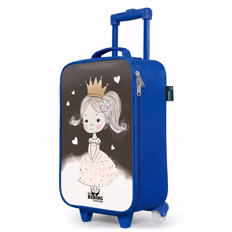 Verlegen prinses met bloem Kinderkoffer - Blauw klein -productfoto_schuin