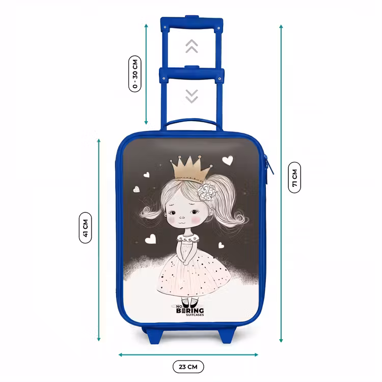 Verlegen prinses met bloem Kinderkoffer - Blauw klein -productfoto_formaten