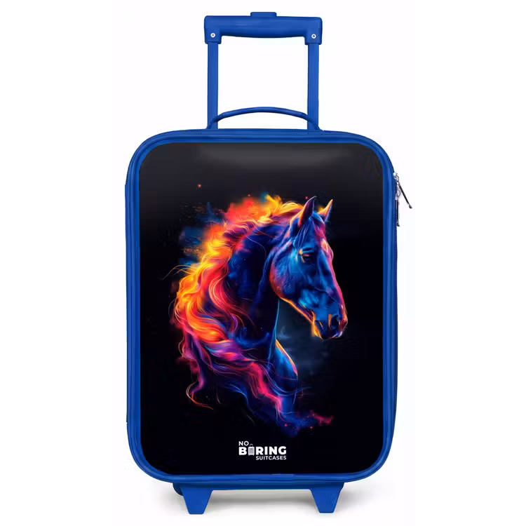 Zijaanzicht van een paard met vurige manen Kinderkoffer - Blauw klein -zz3dotto