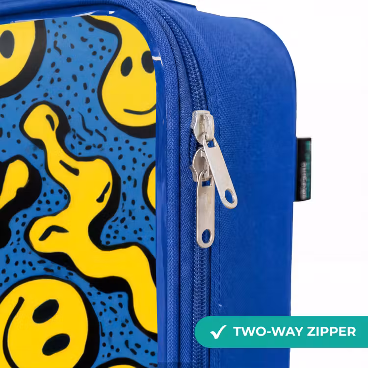 Smiley - Blauw - Geel Kinderkoffer - Blauw klein -rits_EN
