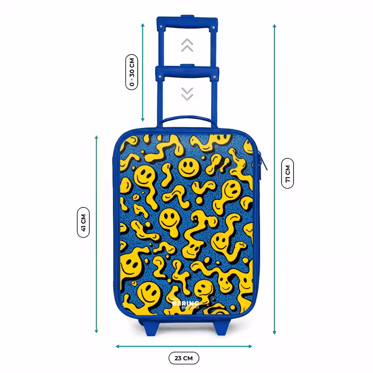 Smiley - Blauw - Geel Kinderkoffer - Blauw klein -productfoto_formaten
