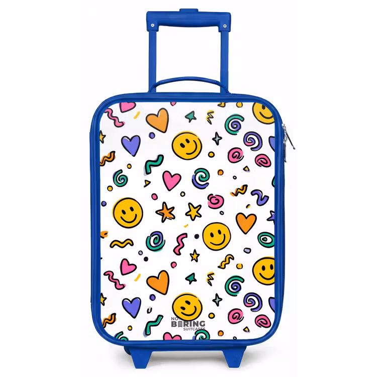 Smiley - Hartje - Ster Kinderkoffer - Blauw klein -zz3dotto