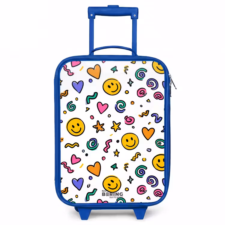 Smiley - Hartje - Ster Kinderkoffer - Blauw klein -3d