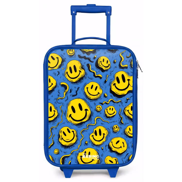 Smiley - Geel - Blauw Kinderkoffer - Blauw klein -zz3dotto