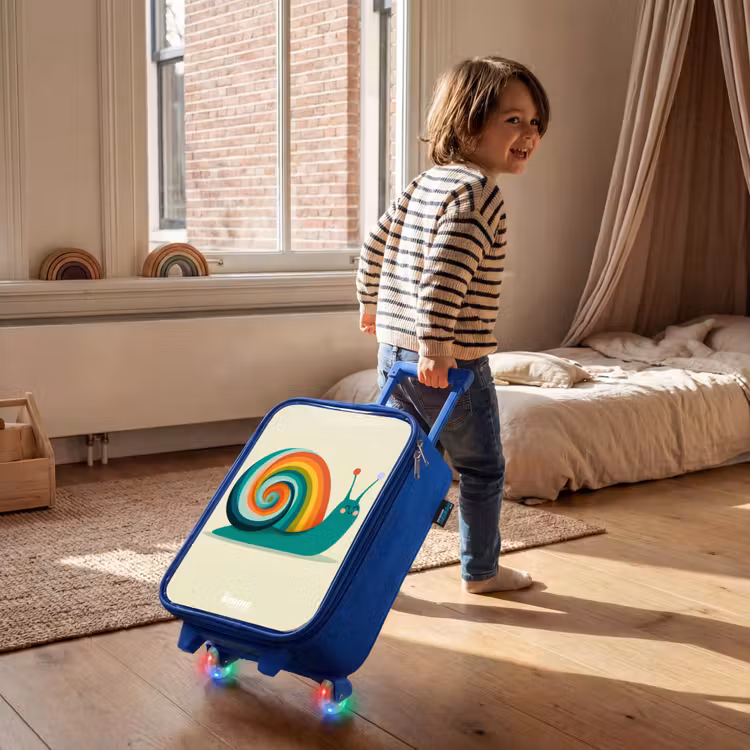 Slak - Regenboog - Kleurrijk Kinderkoffer - Blauw klein -sfeer1