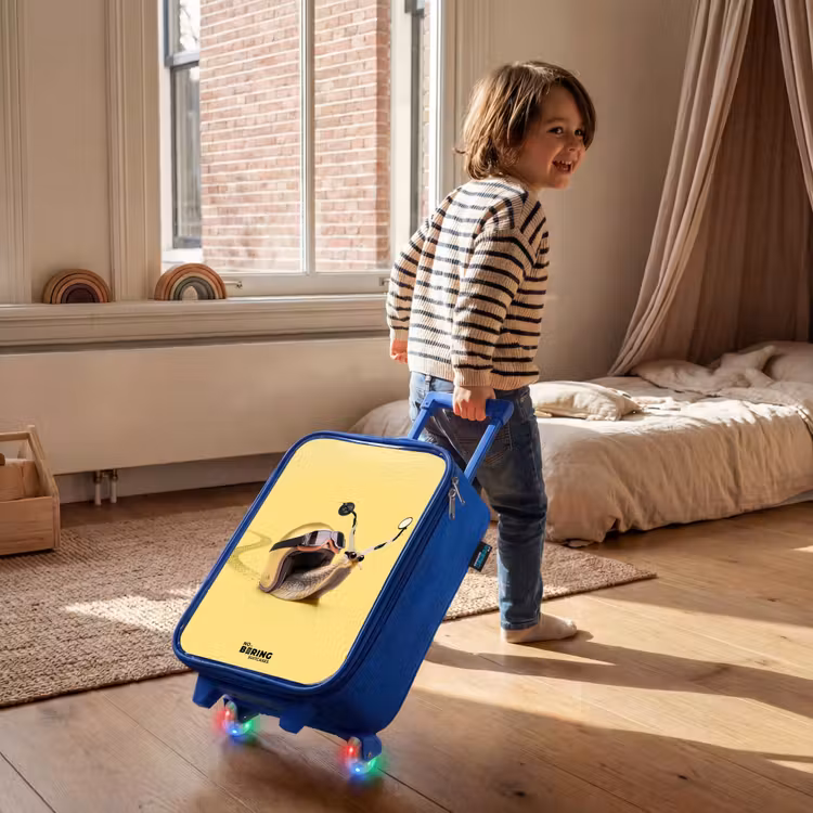 Slak met motorhelm Kinderkoffer - Blauw klein -sfeer1