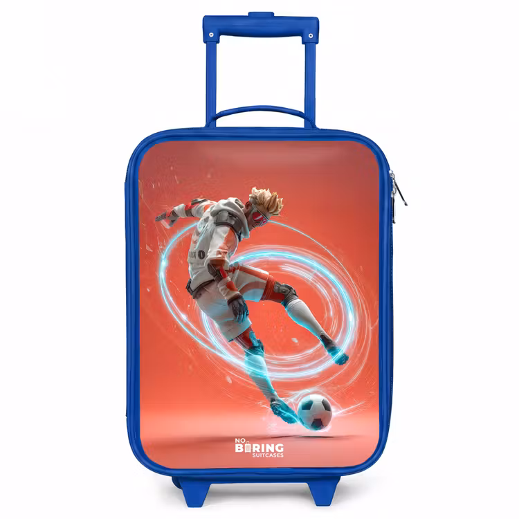 Voetbal - Jongen - Rood - Lichtcirkel Kinderkoffer - Blauw klein -3d