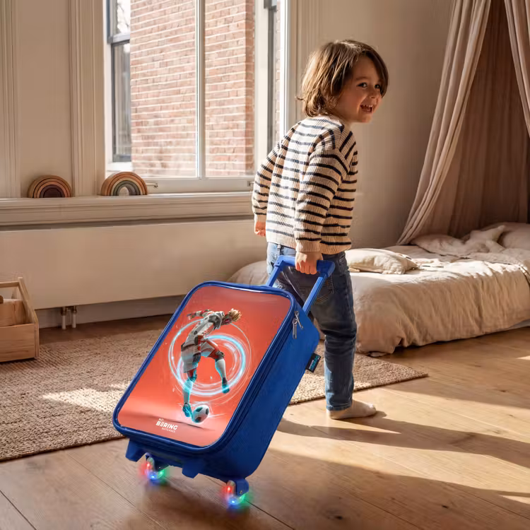 Voetbal - Jongen - Rood - Lichtcirkel Kinderkoffer - Blauw klein -sfeer1