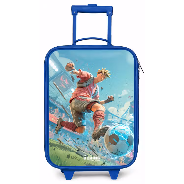 Voetbal - Jongen - Stadion - Elektrisch Kinderkoffer - Blauw klein -zz3dotto