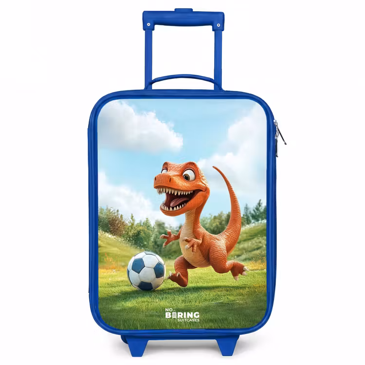 Voetbal - Dino - Sport Kinderkoffer - Blauw klein -3d