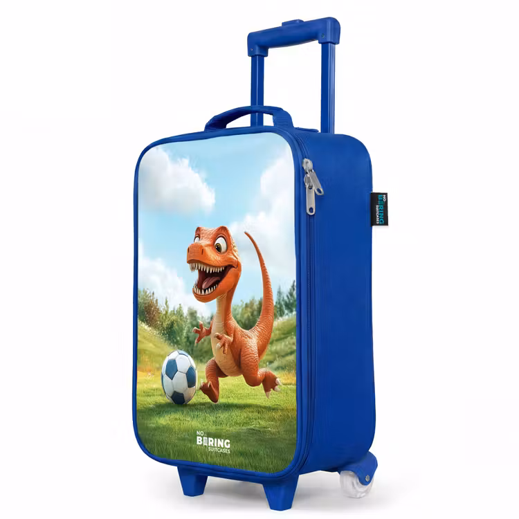 Voetbal - Dino - Sport Kinderkoffer - Blauw klein -productfoto_schuin