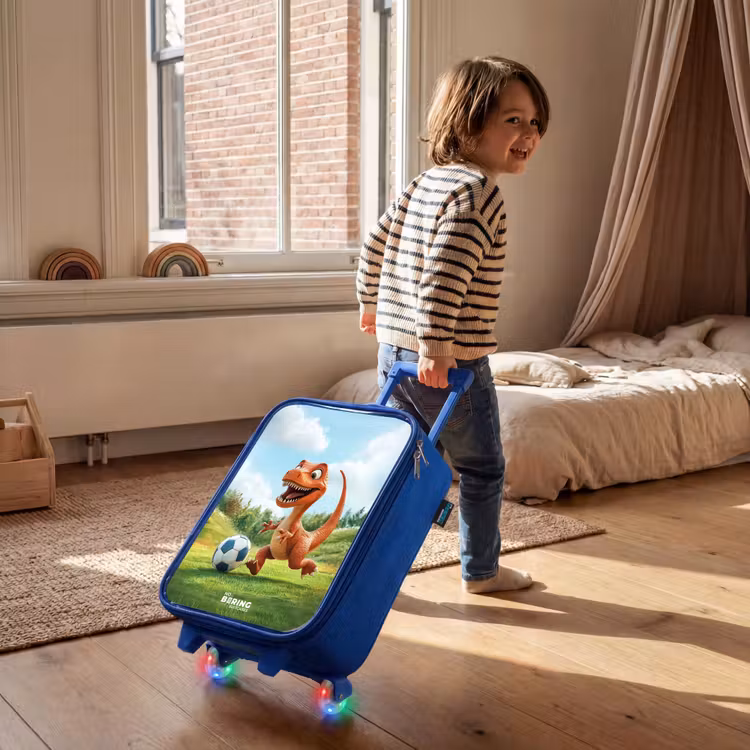Voetbal - Dino - Sport Kinderkoffer - Blauw klein -sfeer1