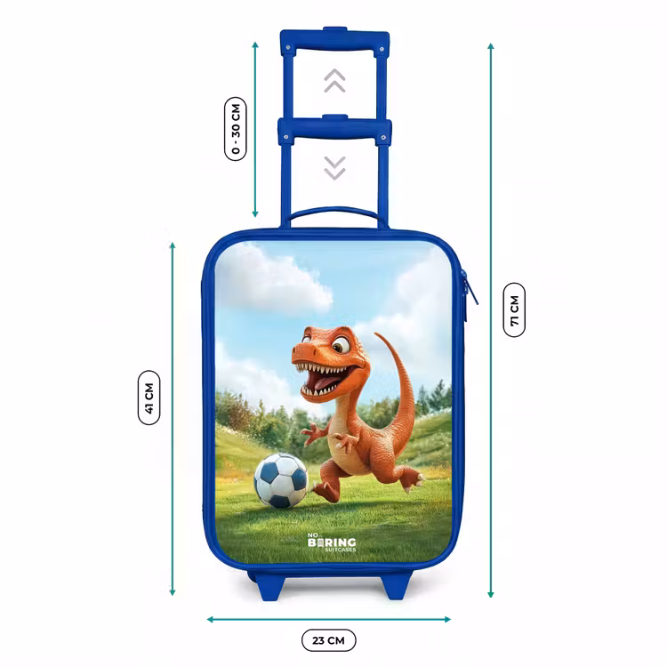 Voetbal - Dino - Sport Kinderkoffer - Blauw klein -productfoto_formaten