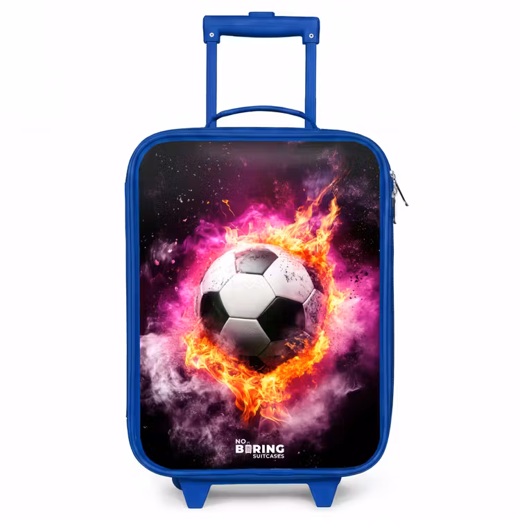 Voetbal in roze vuur explosie Kinderkoffer - Blauw klein -3d