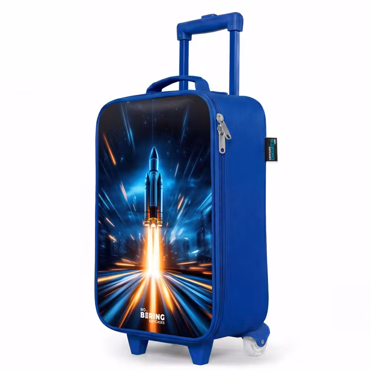 Ruimteraket stijgt op in nachtelijk lichtspektakel Kinderkoffer - Blauw klein -productfoto_schuin