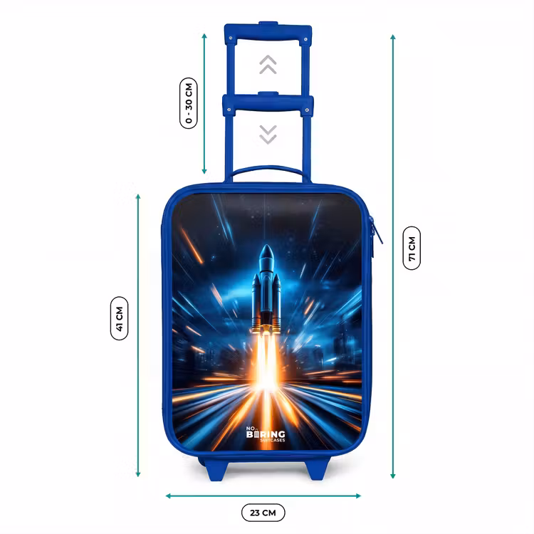 Ruimteraket stijgt op in nachtelijk lichtspektakel Kinderkoffer - Blauw klein -productfoto_formaten