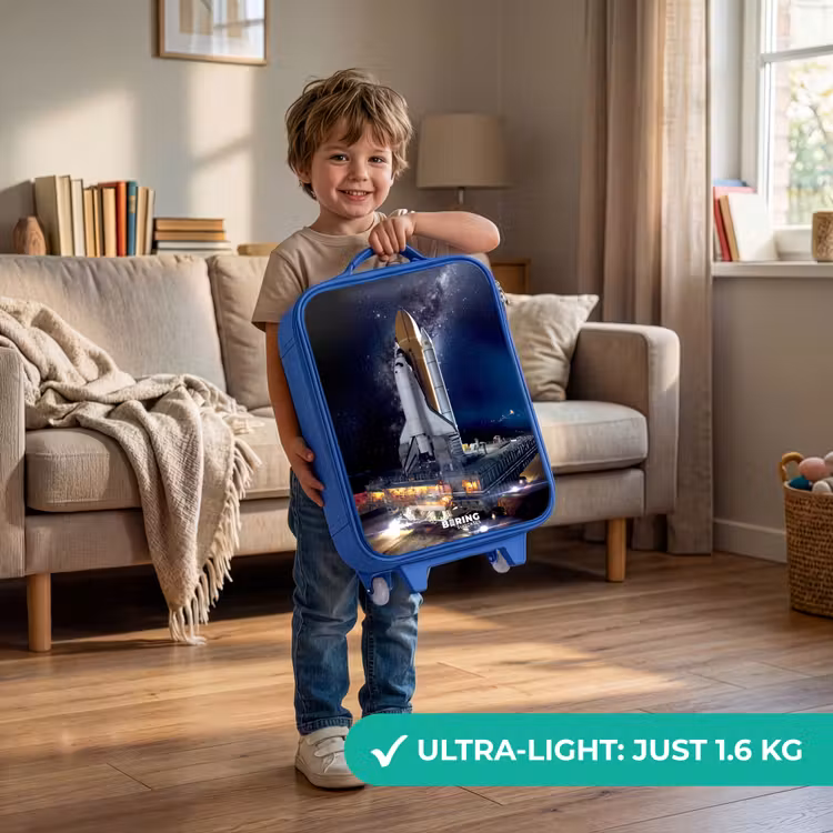 Spaceshuttle die kan opstijgen Kinderkoffer - Blauw klein -sfeer2_EN