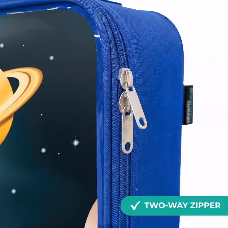 Ruimte met planeten Kinderkoffer - Blauw klein -rits_EN