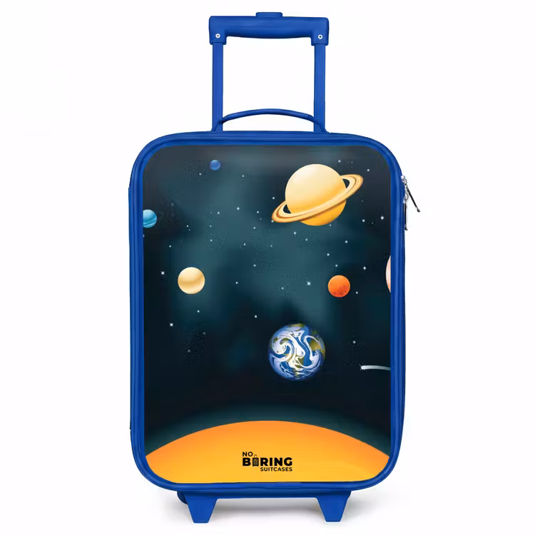 Ruimte met planeten Kinderkoffer - Blauw klein -3d