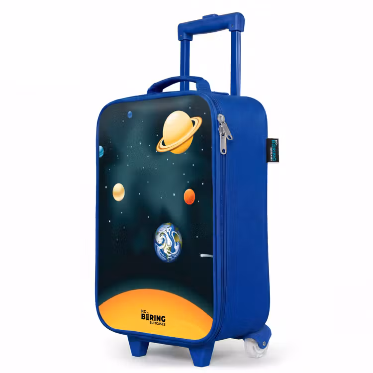 Ruimte met planeten Kinderkoffer - Blauw klein -productfoto_schuin