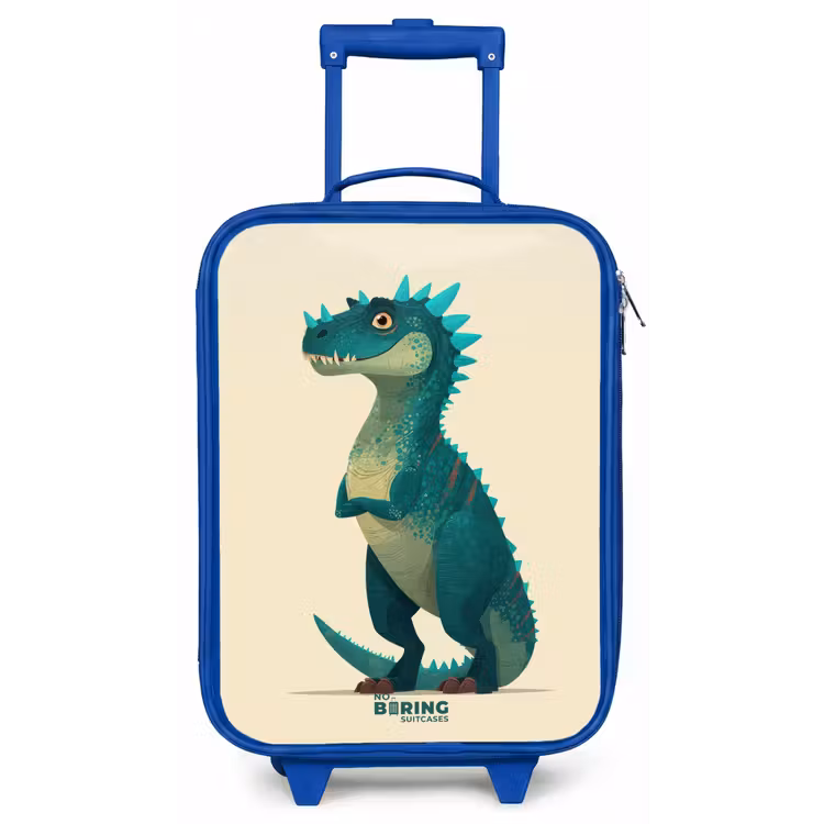 Spiky dino met vriendelijke blik Kinderkoffer - Blauw klein -zz3dotto