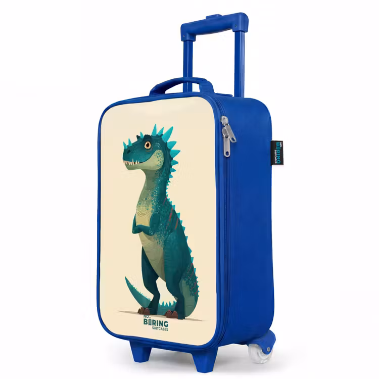Spiky dino met vriendelijke blik Kinderkoffer - Blauw klein -productfoto_schuin