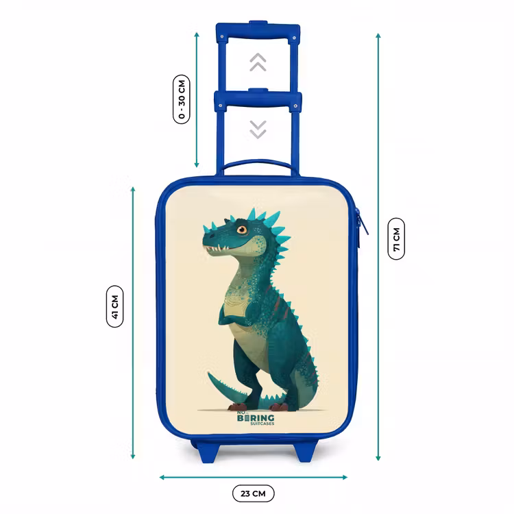 Spiky dino met vriendelijke blik Kinderkoffer - Blauw klein -productfoto_formaten