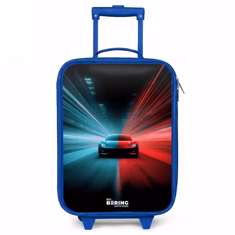 Sportwagen - Lichtstralen - Neon - Blauw Kinderkoffer - Blauw klein -3d