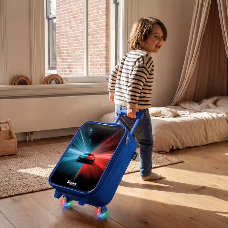 Sportwagen - Lichtstralen - Neon - Blauw Kinderkoffer - Blauw klein -sfeer1