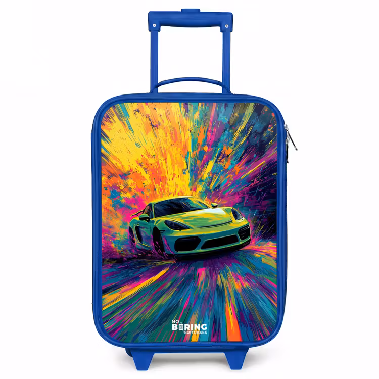Sportwagen - Explosie - Kleurrijk - Verfstrepen Kinderkoffer - Blauw klein -3d