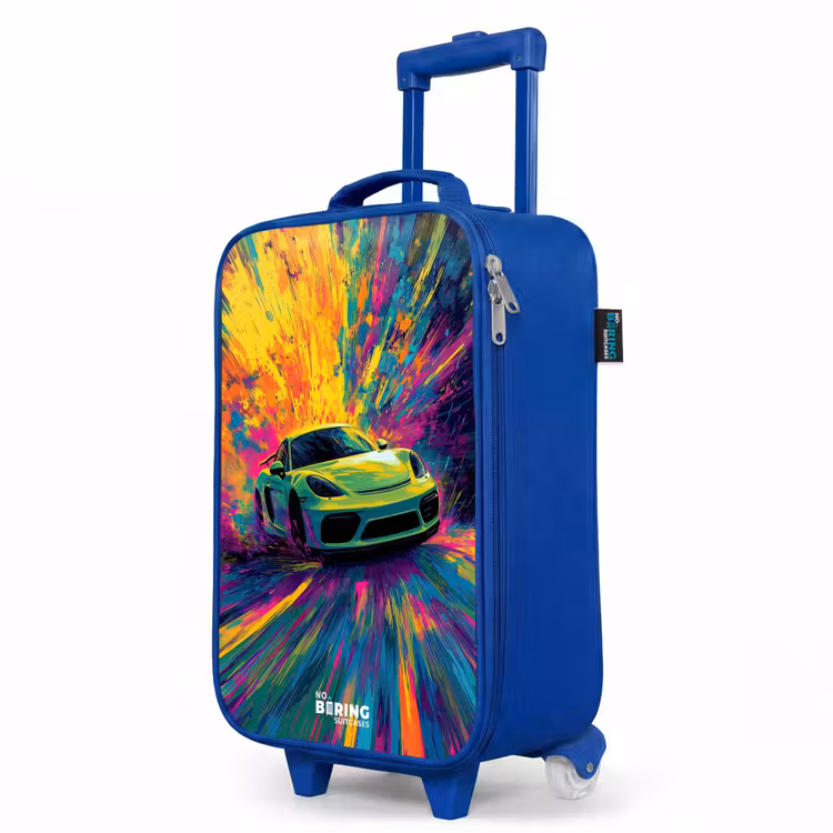 Sportwagen - Explosie - Kleurrijk - Verfstrepen Kinderkoffer - Blauw klein -productfoto_schuin