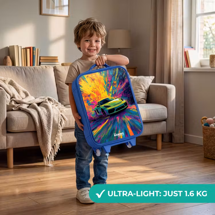 Sportwagen - Explosie - Kleurrijk - Verfstrepen Kinderkoffer - Blauw klein -sfeer2_EN