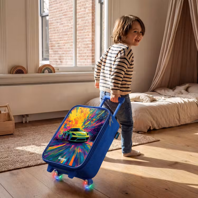 Sportwagen - Explosie - Kleurrijk - Verfstrepen Kinderkoffer - Blauw klein -sfeer1