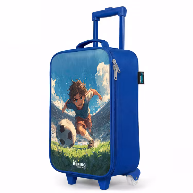 Stadion - Voetbal - Jongen Kinderkoffer - Blauw klein -productfoto_schuin