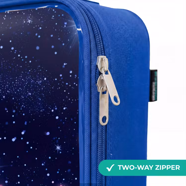 Sterren - Galaxy - Blauw - Roze Kinderkoffer - Blauw klein -rits_EN