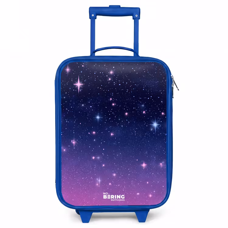 Sterren - Galaxy - Blauw - Roze Kinderkoffer - Blauw klein -3d