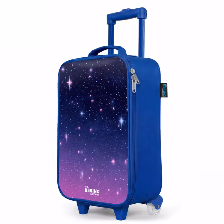 Sterren - Galaxy - Blauw - Roze Kinderkoffer - Blauw klein -productfoto_schuin