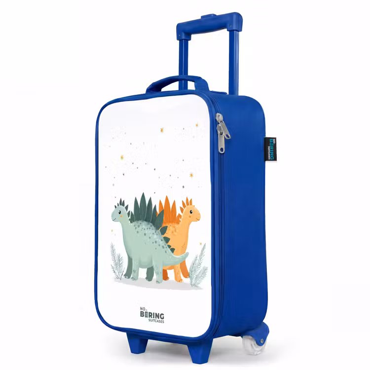 Stegosaurusduo onder sterrenregen Kinderkoffer - Blauw klein -productfoto_schuin