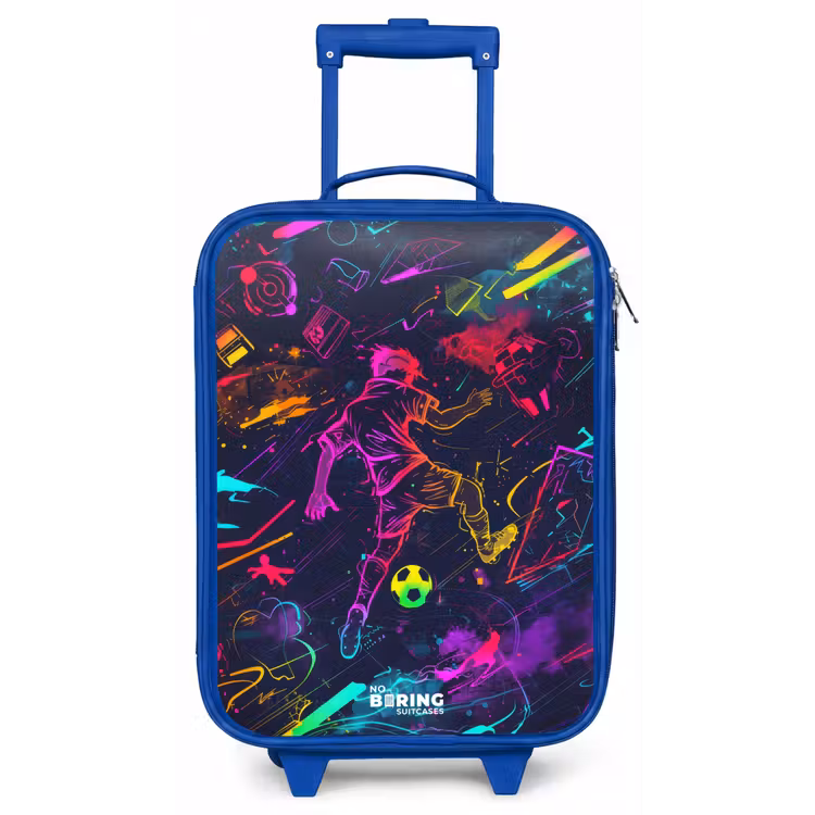 Straatvoetbal in ruimtekleuren Kinderkoffer - Blauw klein -zz3dotto