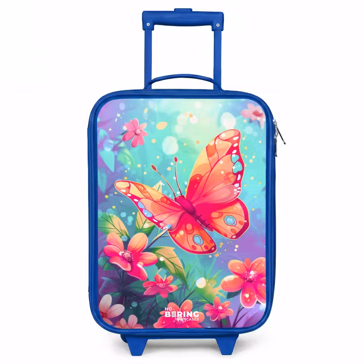 Verbluffende vlinder Kinderkoffer - Blauw klein -3d