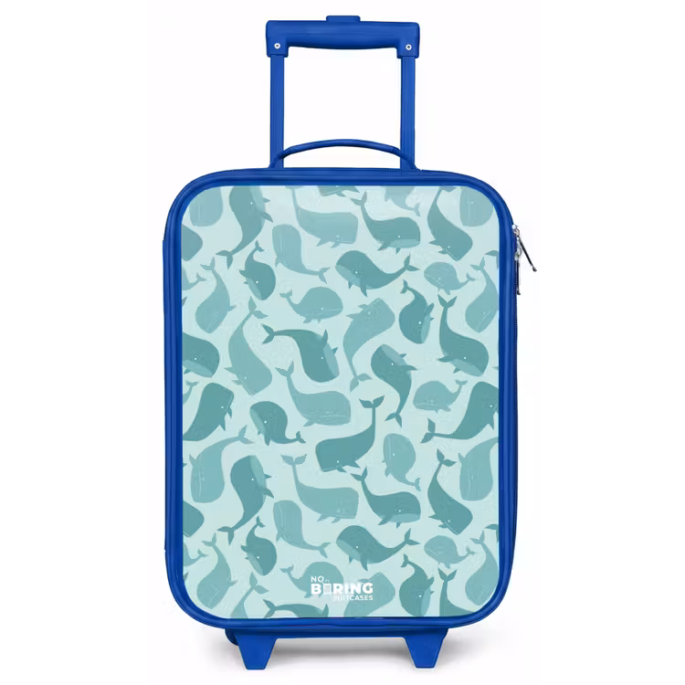 Gestileerde walvissen in tonale zeegroene tinten Kinderkoffer - Blauw klein -zz3dotto