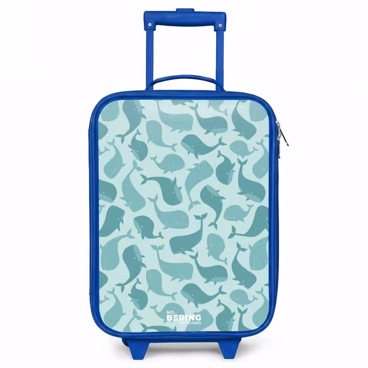 Gestileerde walvissen in tonale zeegroene tinten Kinderkoffer - Blauw klein -3d