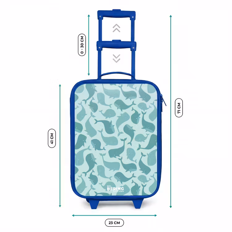 Gestileerde walvissen in tonale zeegroene tinten Kinderkoffer - Blauw klein -productfoto_formaten