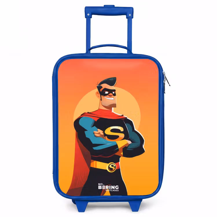 Sunny superhero Kinderkoffer - Blauw klein -3d
