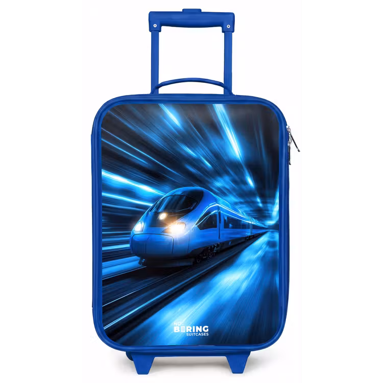 Supersnelle trein in neonblauwe tunnel Kinderkoffer - Blauw klein -zz3dotto