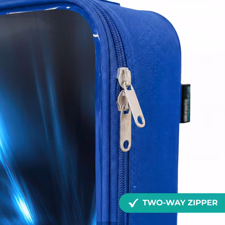 Supersnelle trein in neonblauwe tunnel Kinderkoffer - Blauw klein -rits_EN