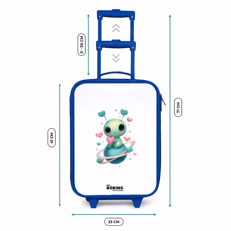Lief buitenaards wezentje met hartje Kinderkoffer - Blauw klein -productfoto_formaten
