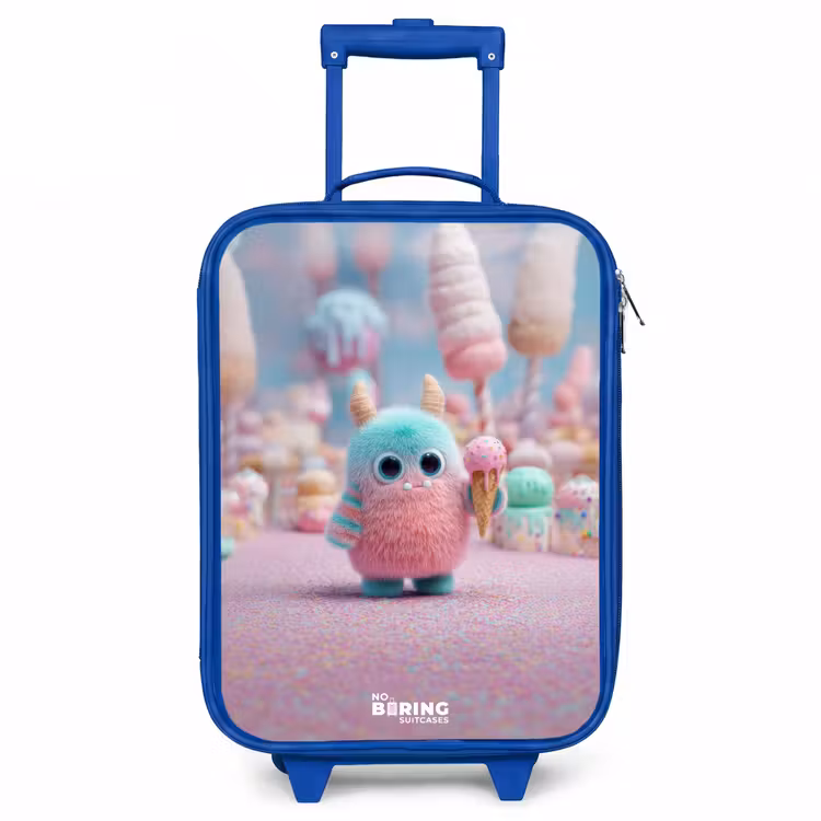 Zoet Monstersnoep Avontuur Kinderkoffer - Blauw klein -3d