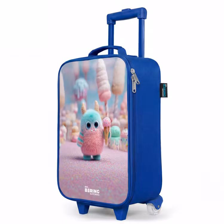 Zoet Monstersnoep Avontuur Kinderkoffer - Blauw klein -productfoto_schuin