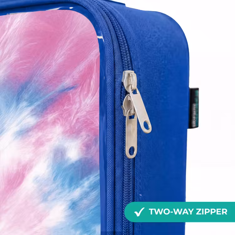 Tie dye - Abstract - Blauw - Roze Kinderkoffer - Blauw klein -rits_EN